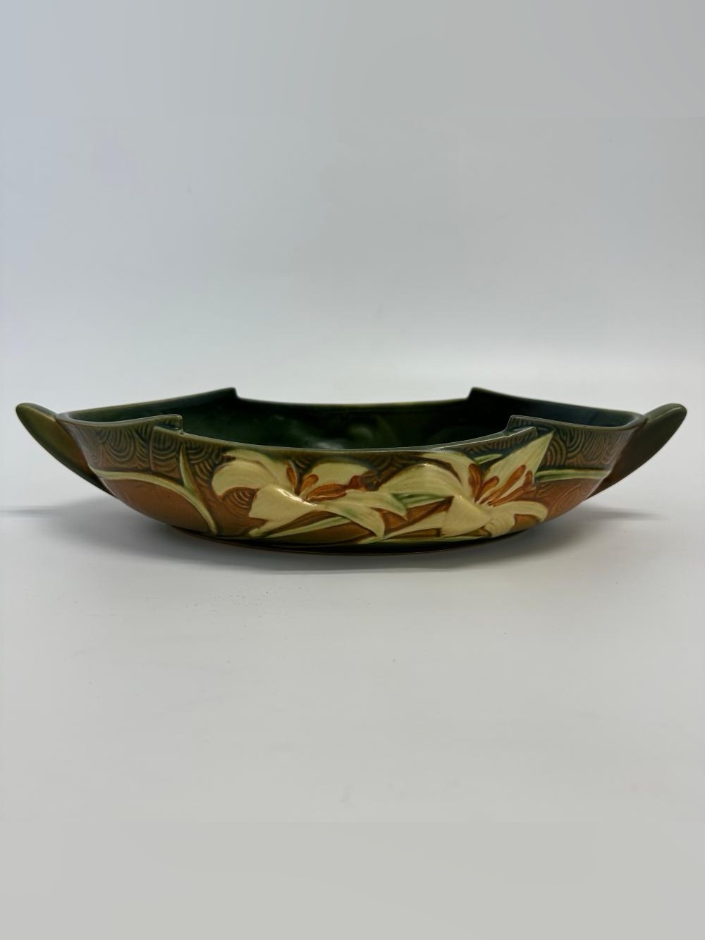 Roseville Pottery Console Bowl Zephyr Lily